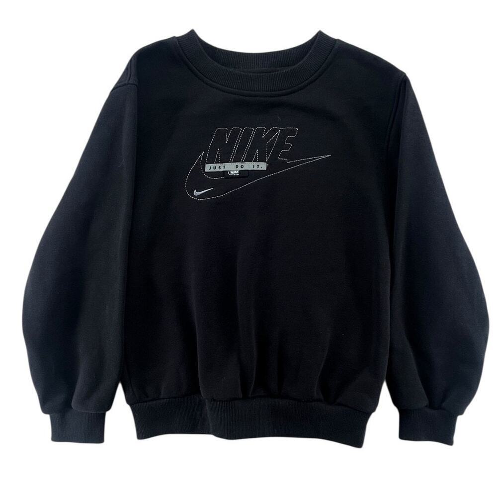 Nike Youth Sweatshirt Black Just Do It Crewneck Kids Size M 5–6Y Logo